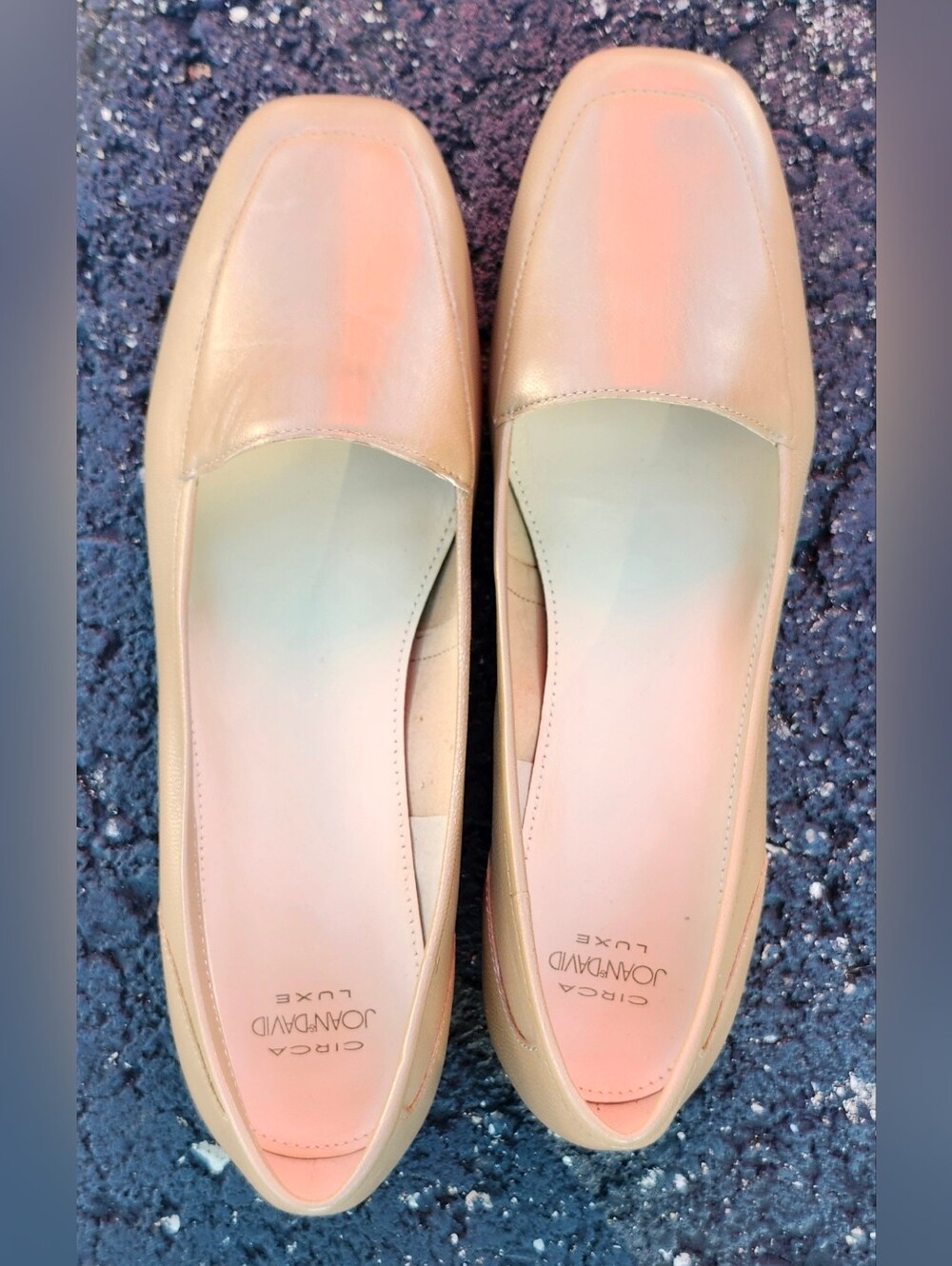 Joan & David Neutral Beige Leather Loafers
